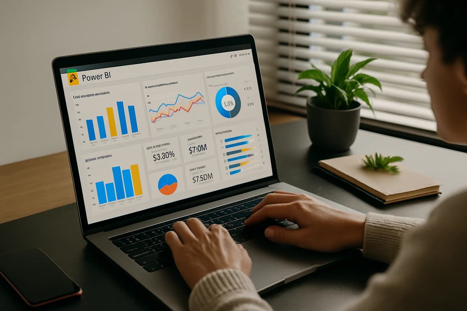 persona haciendo dashboards con power bi