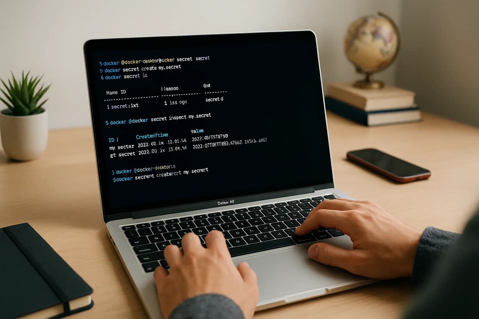 trabajador programando en docker secret