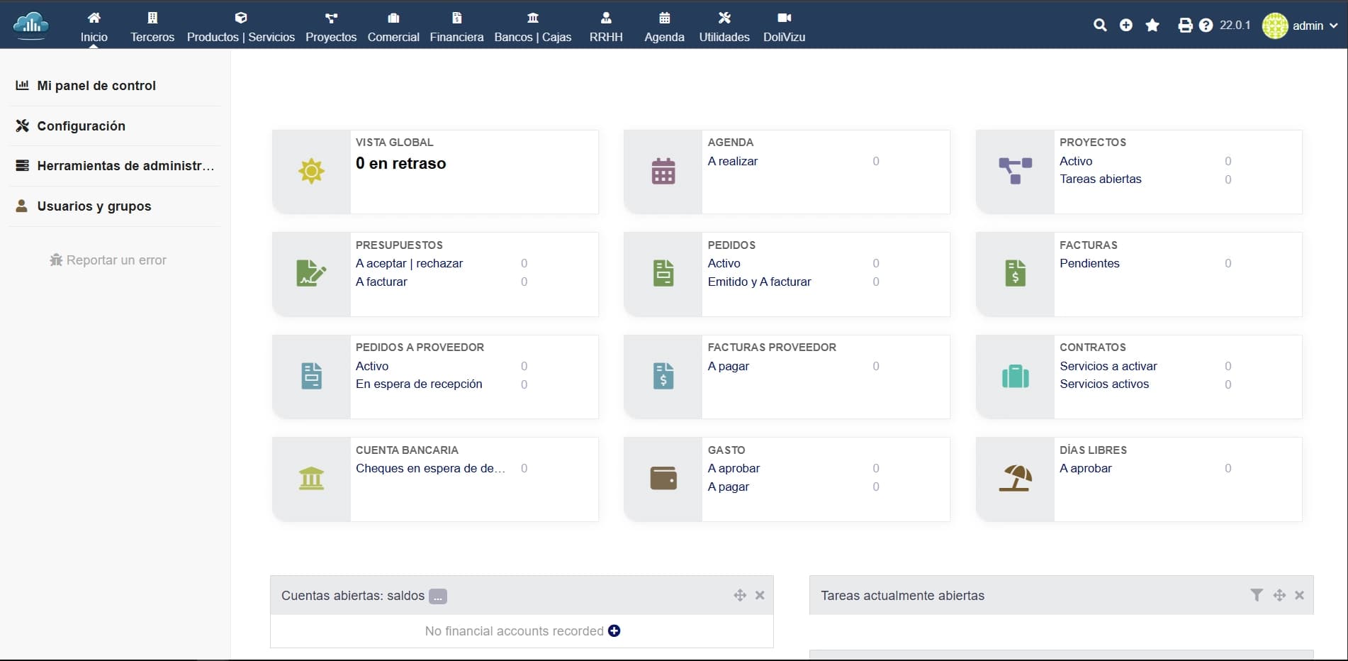 Dashboard de Dolibarr