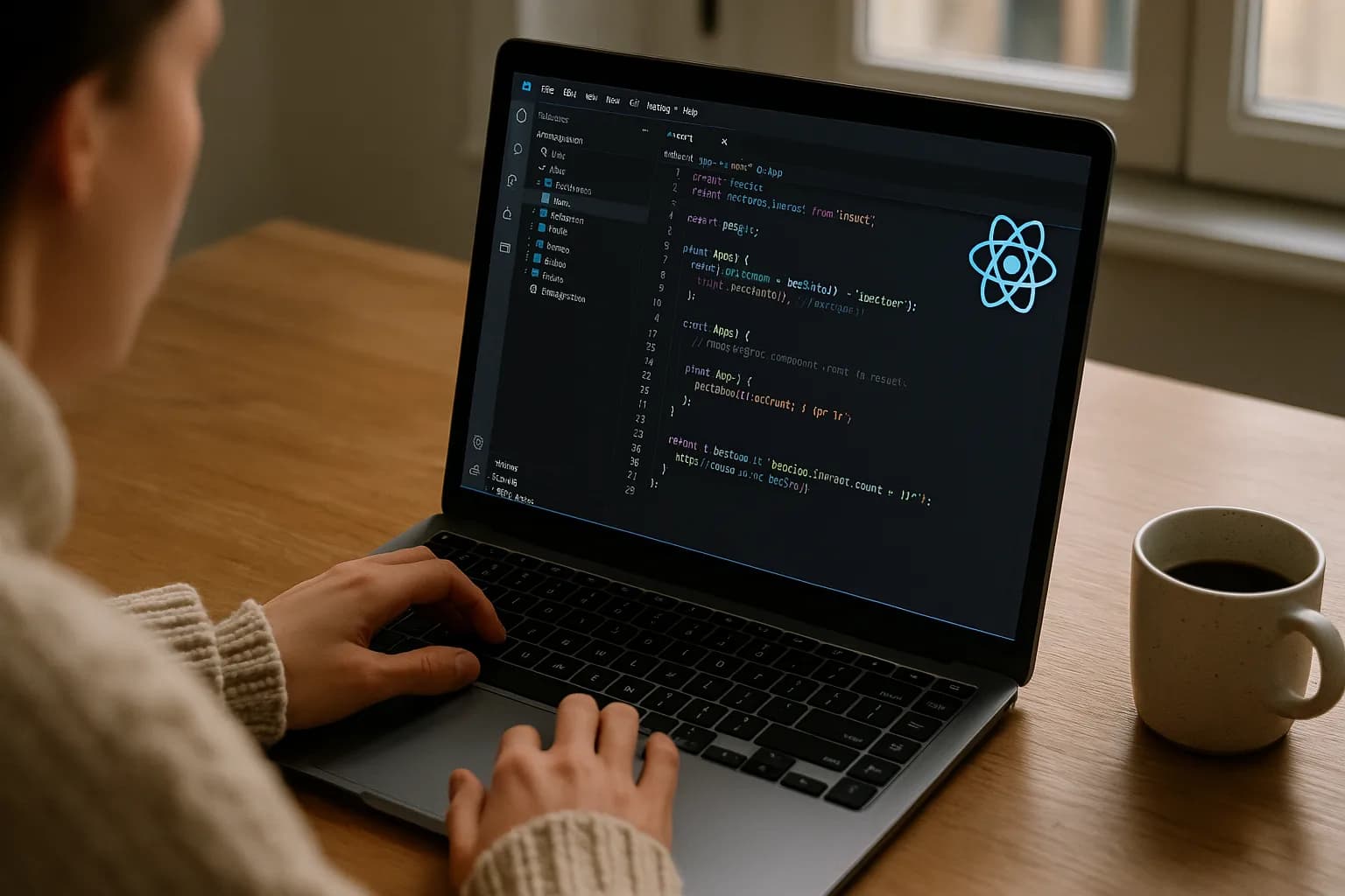 persona trabajando con react