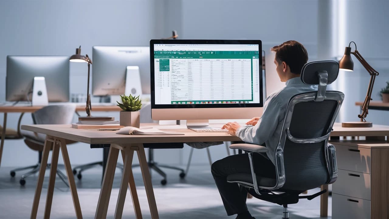 Hombre usando Microsoft Copilot en Excel