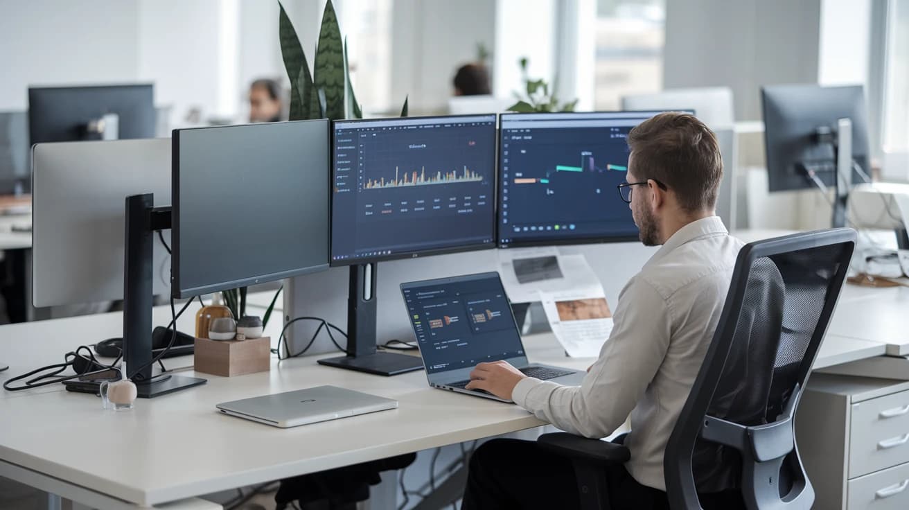 hombre usando qlikview y qlik sense