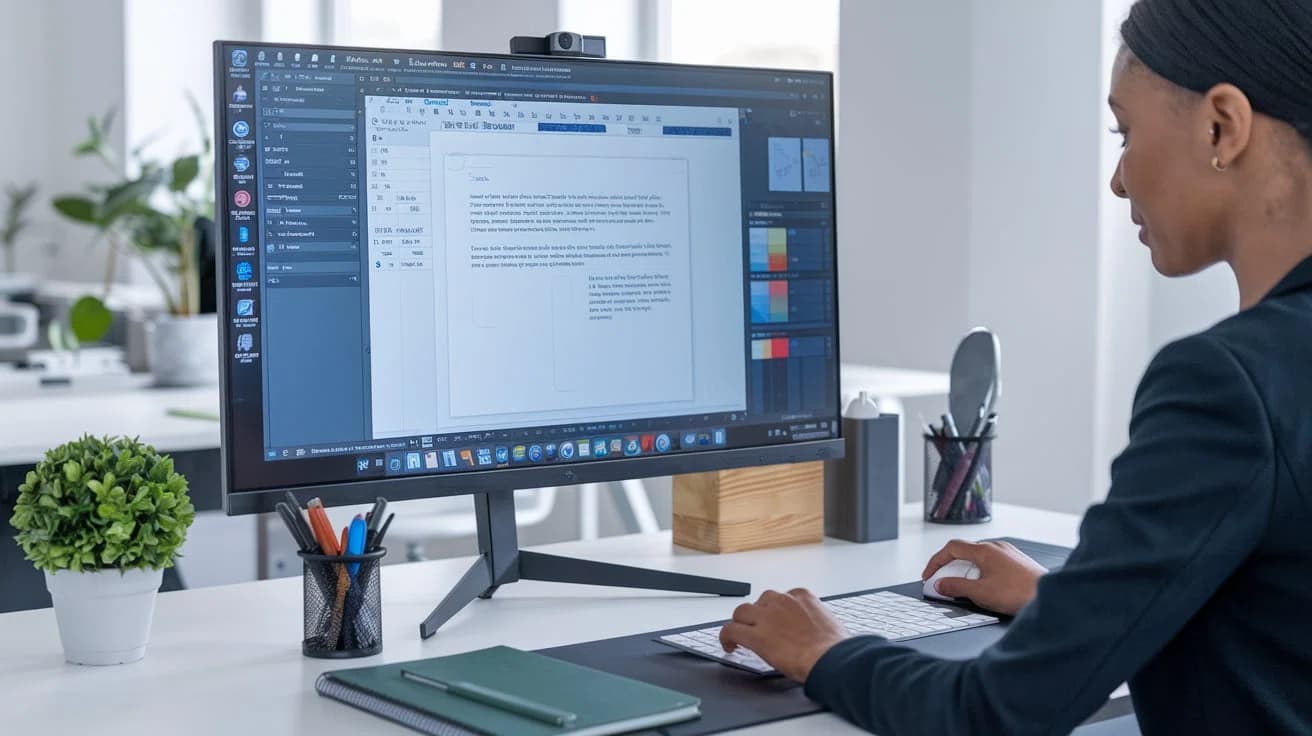 trabajador usando word