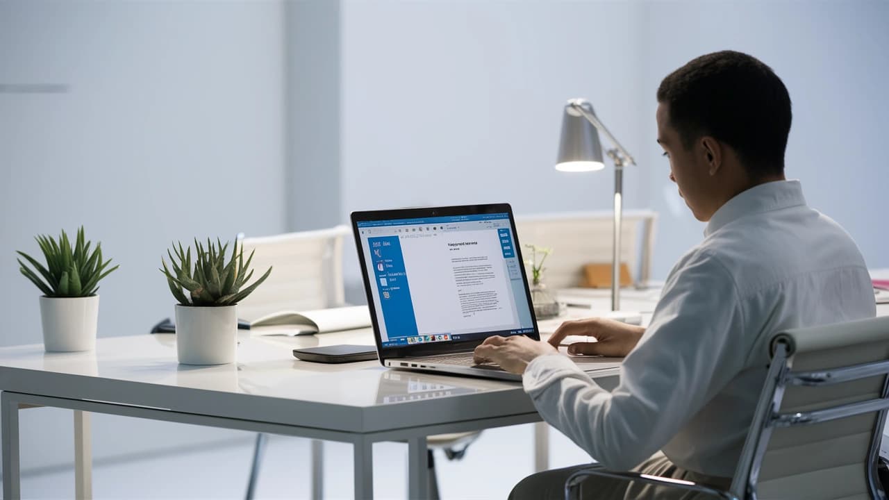 hombre numerando páginas en un documento de microsoft word