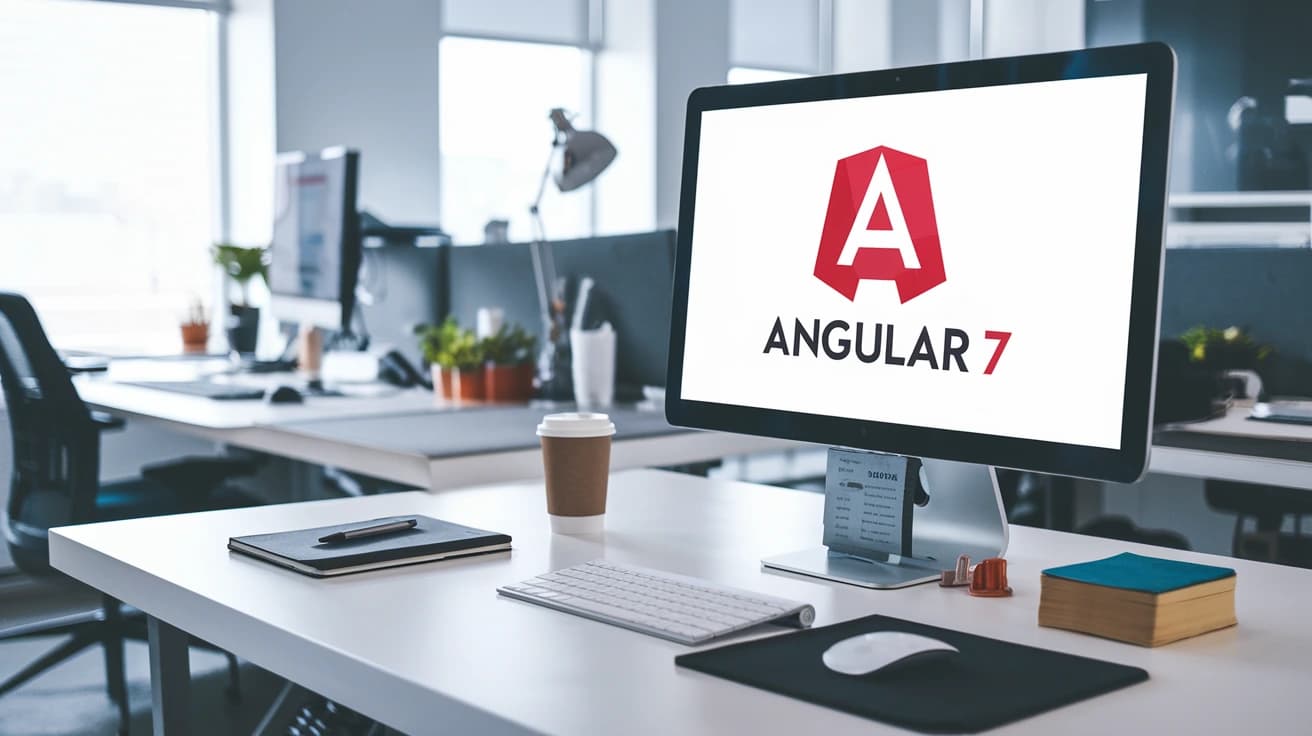 Oficina minimalista que muestra la actualización de Angular 7