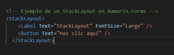Ejemplo de StackLayout en Xamarin.forms