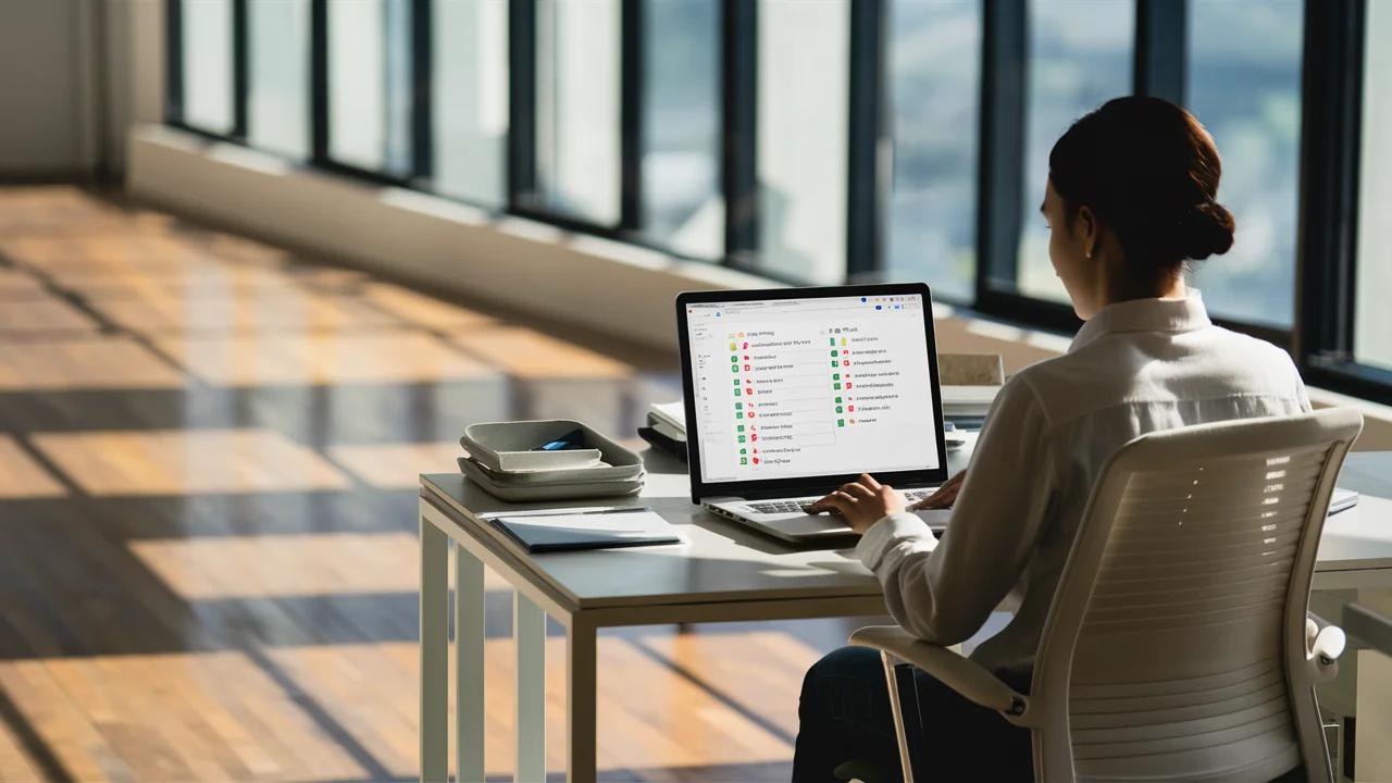 Trabajadora gestionando datos de manera eficiente con Microsoft One Lake