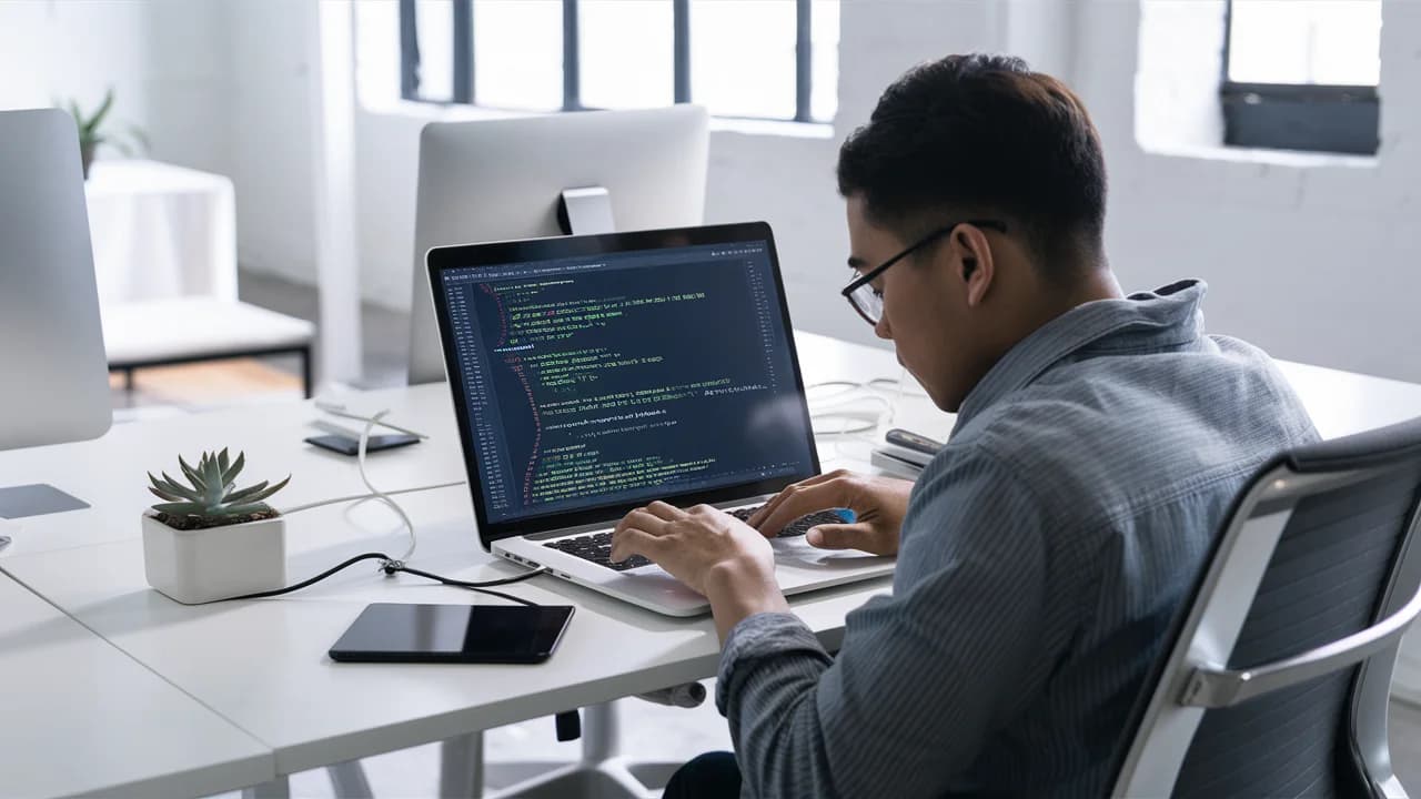 Programador creando una PWA con React