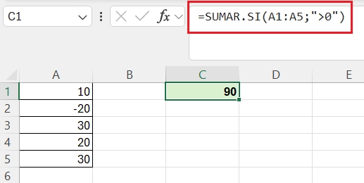Ejemplo de Resta con SUMAR.SI