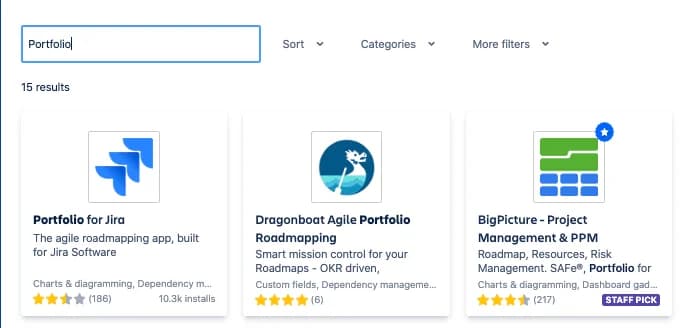 Aplicación Portfolio en Jira Marketplace