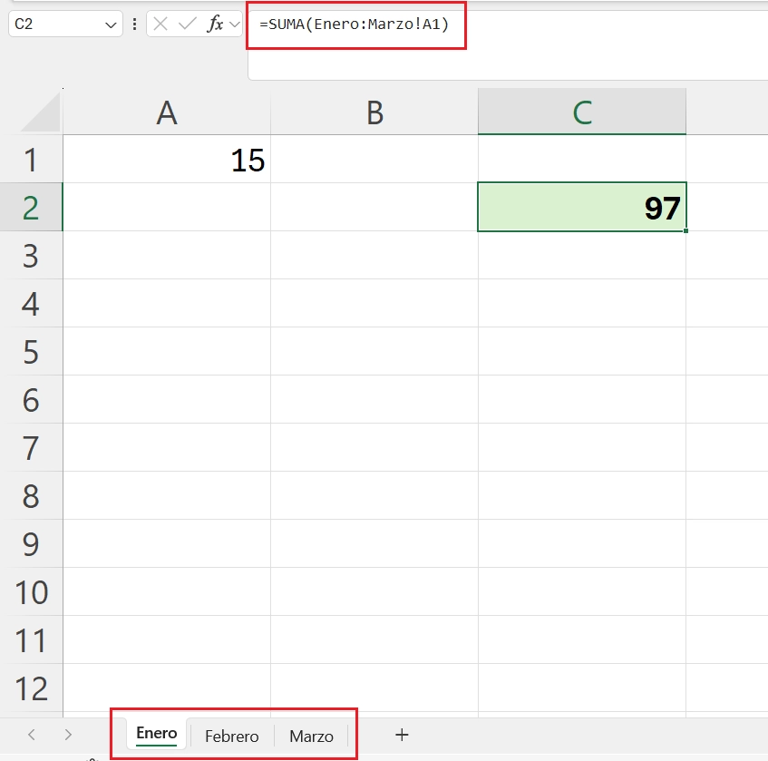 Suma diferentos hojas de calculo excel