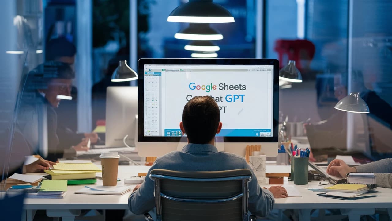 Trabajador aprendiendo a utilizar ChatGPT con Google Sheets de manera correcta