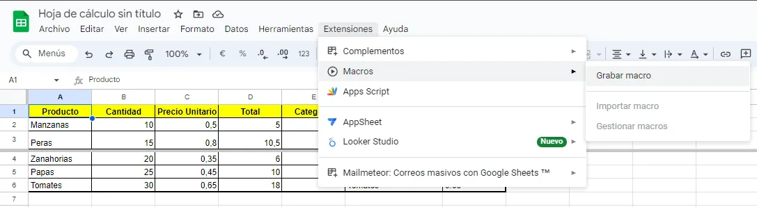Ejemplo de Grabar Una Macro
