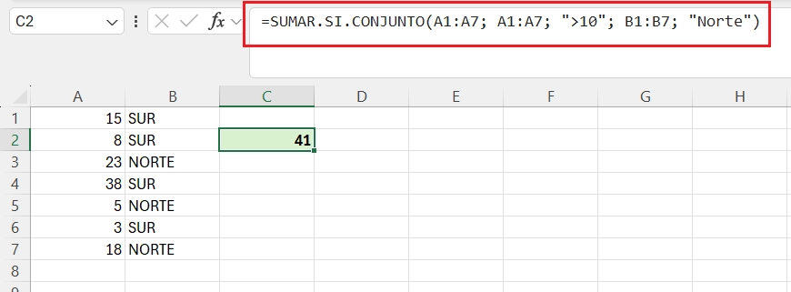 Ejemplo de sumar.si.conjunto en excel