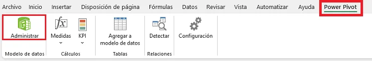 Pestaña power Pivot de Excel