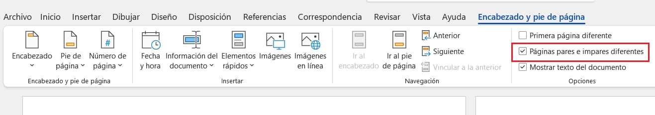 Páginas Pares e Impares Diferentes en Word