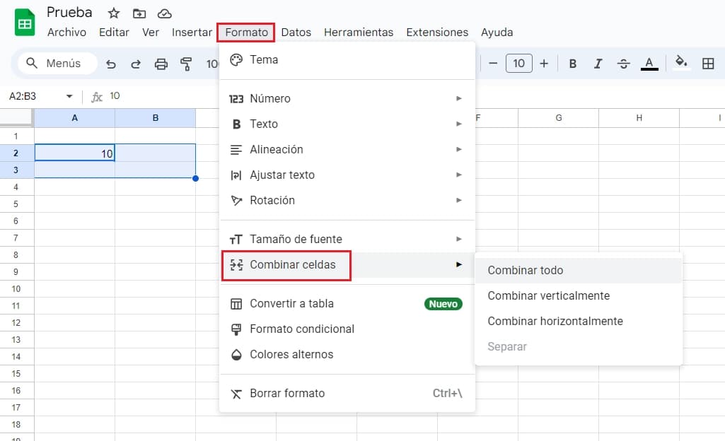 Metodos para Combinar Celdas Google Sheets