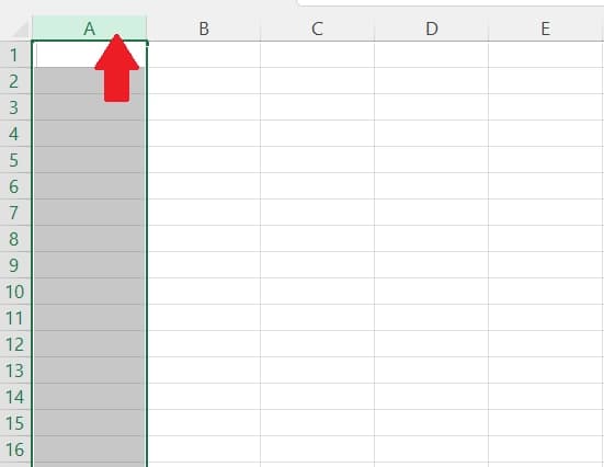 Selección de columna en Excel