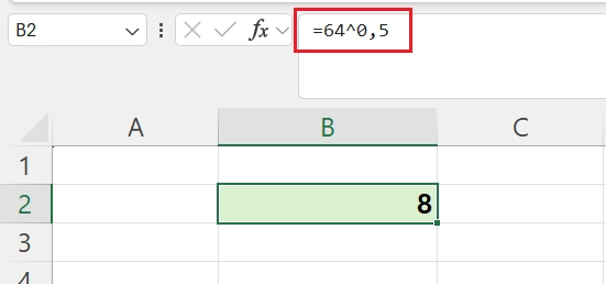 Operador de potencia en excel