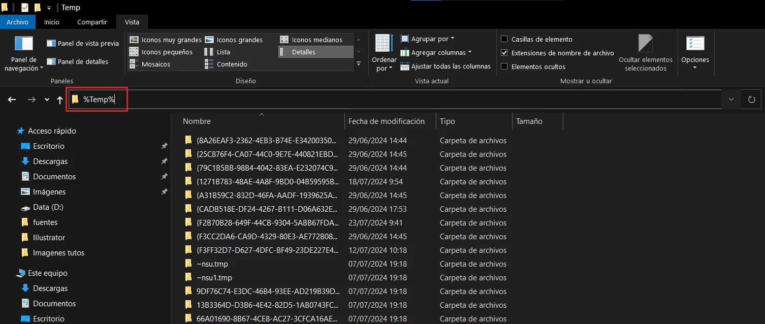 Archivos temporales de excel