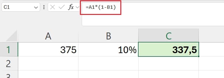 ejemplo de cálculo de descuento en excel