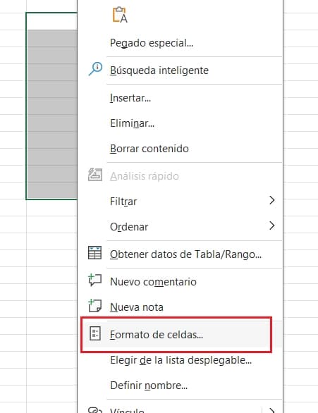 Formato Celdas excel
