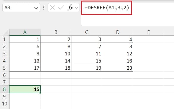 Ejemplo básico de Función Desref en Excel