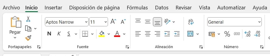 Cinta de opciones de Excel