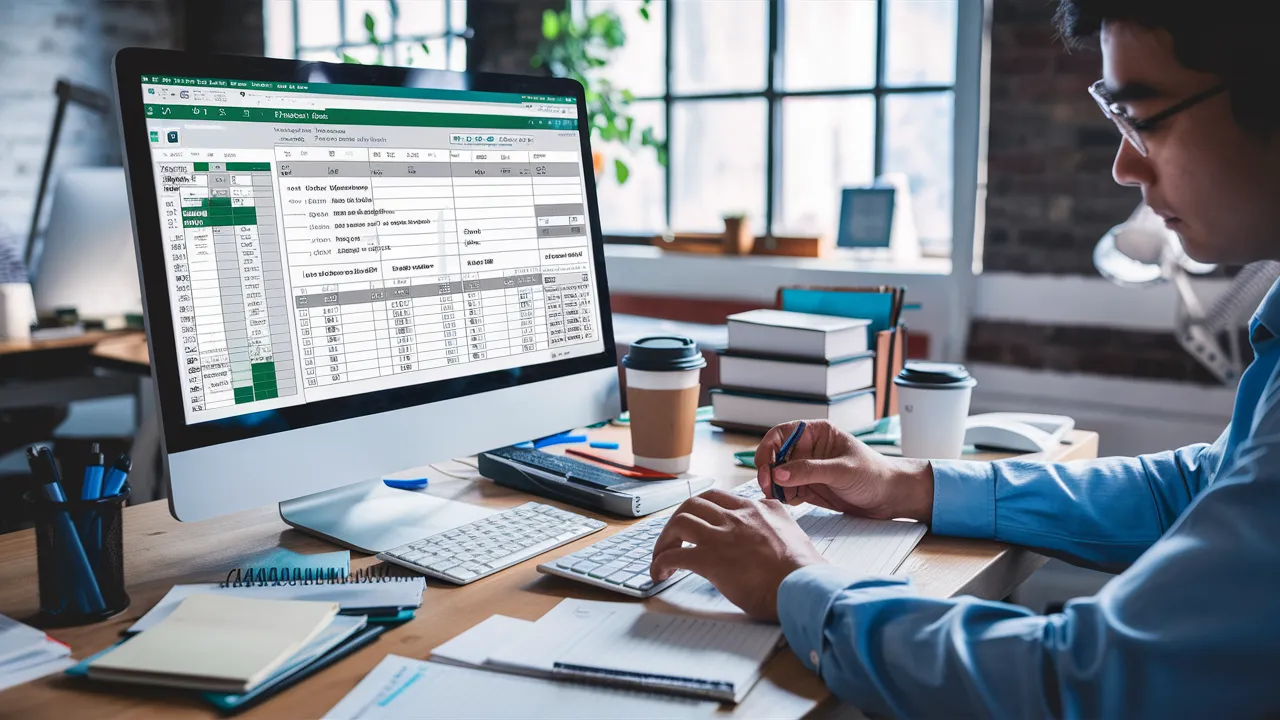 trabajador haciendo formulario en excel