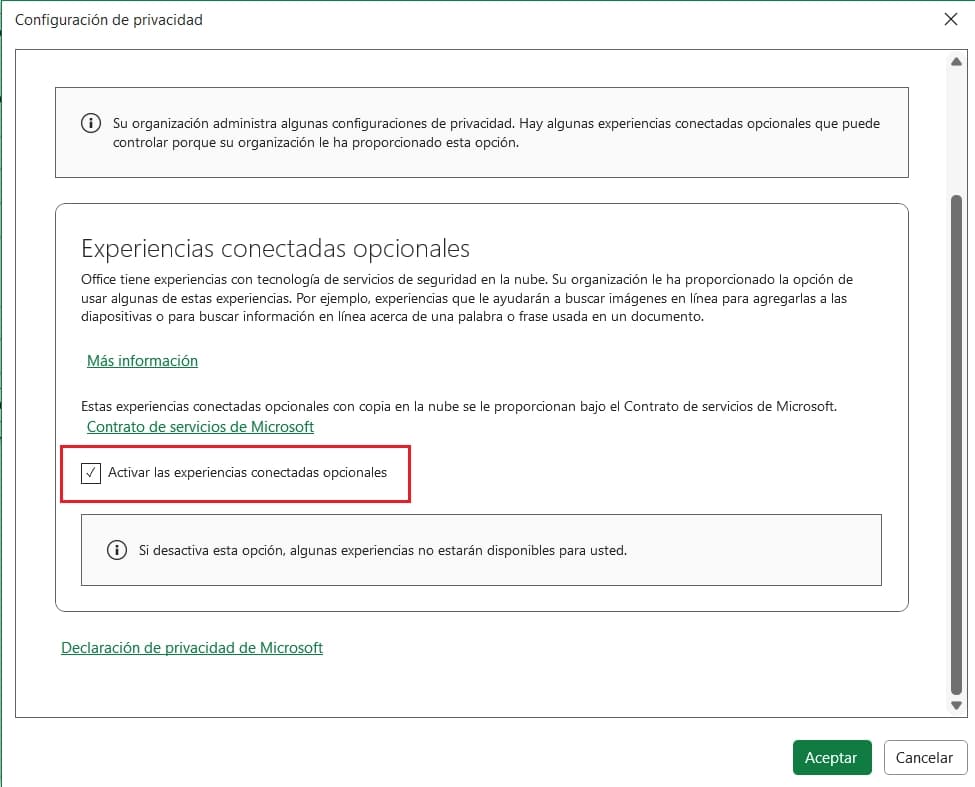 Acceso a la nube en Excel