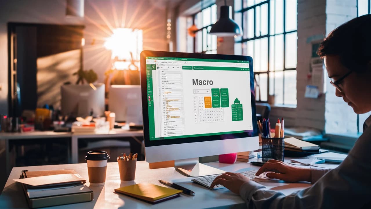 Trabajadora creando macros para tener más eficiencia en su trabajo