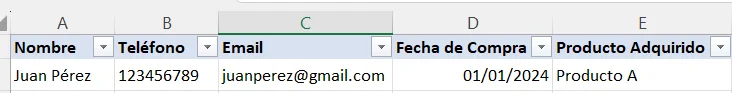 Manejo de Datos en Base de Datos de Excel
