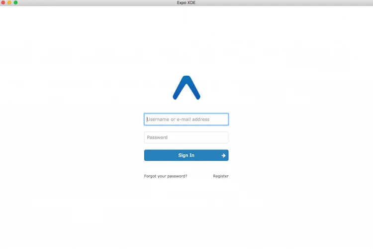 Pantalla Login en Expo XDE