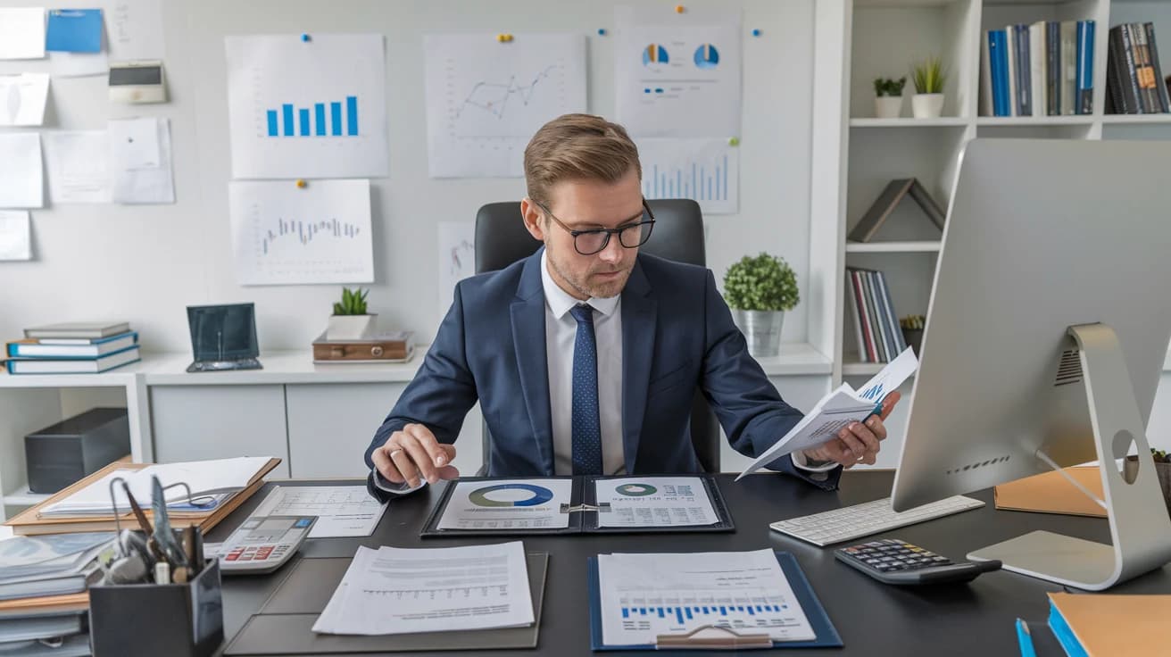 Director de finanzas analizando y gestionando las finanzas
