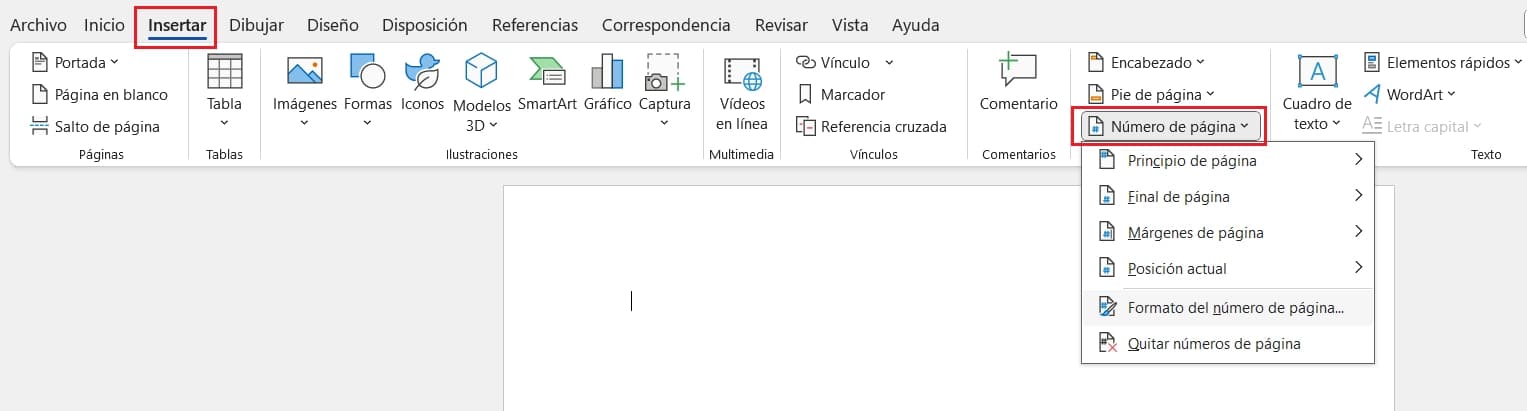 como numerar las páginas en Word