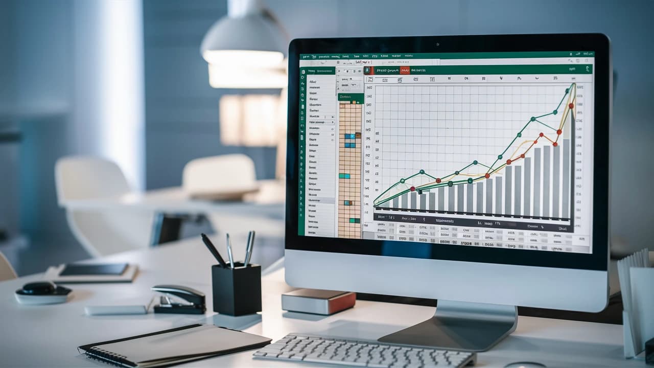 Pantalla de ordenador con un gráfico de excel