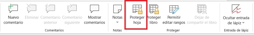 proteger hoja en Excel