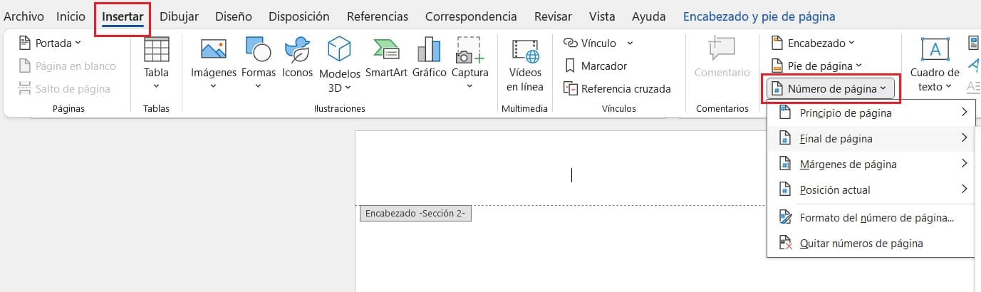 formato de numeración en word