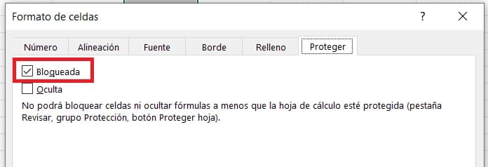Protección bloqueada en excel
