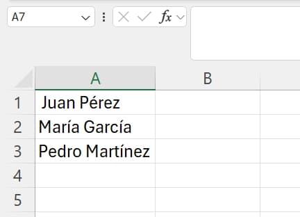 Tabla de nombres en excel