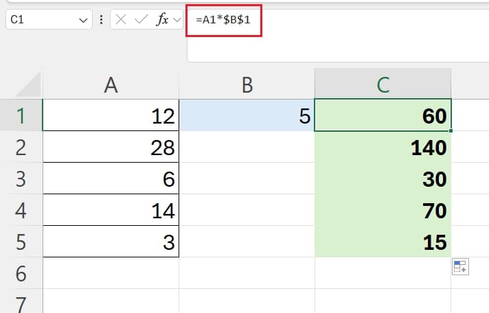 ejemplo de Multiplicar una Columna por un Número Constante
