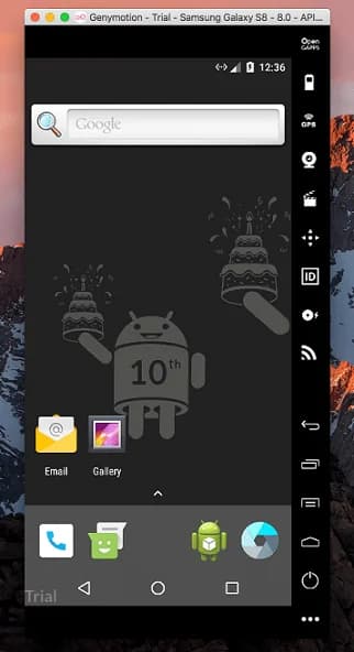 Simulador Android puesto en marcha