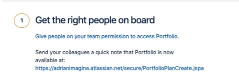 Enlace con permisos de acceso al equipo de Portfolio