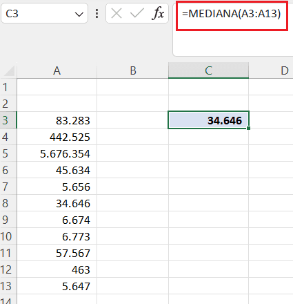 Ejemplo de Función Estadística de Excel