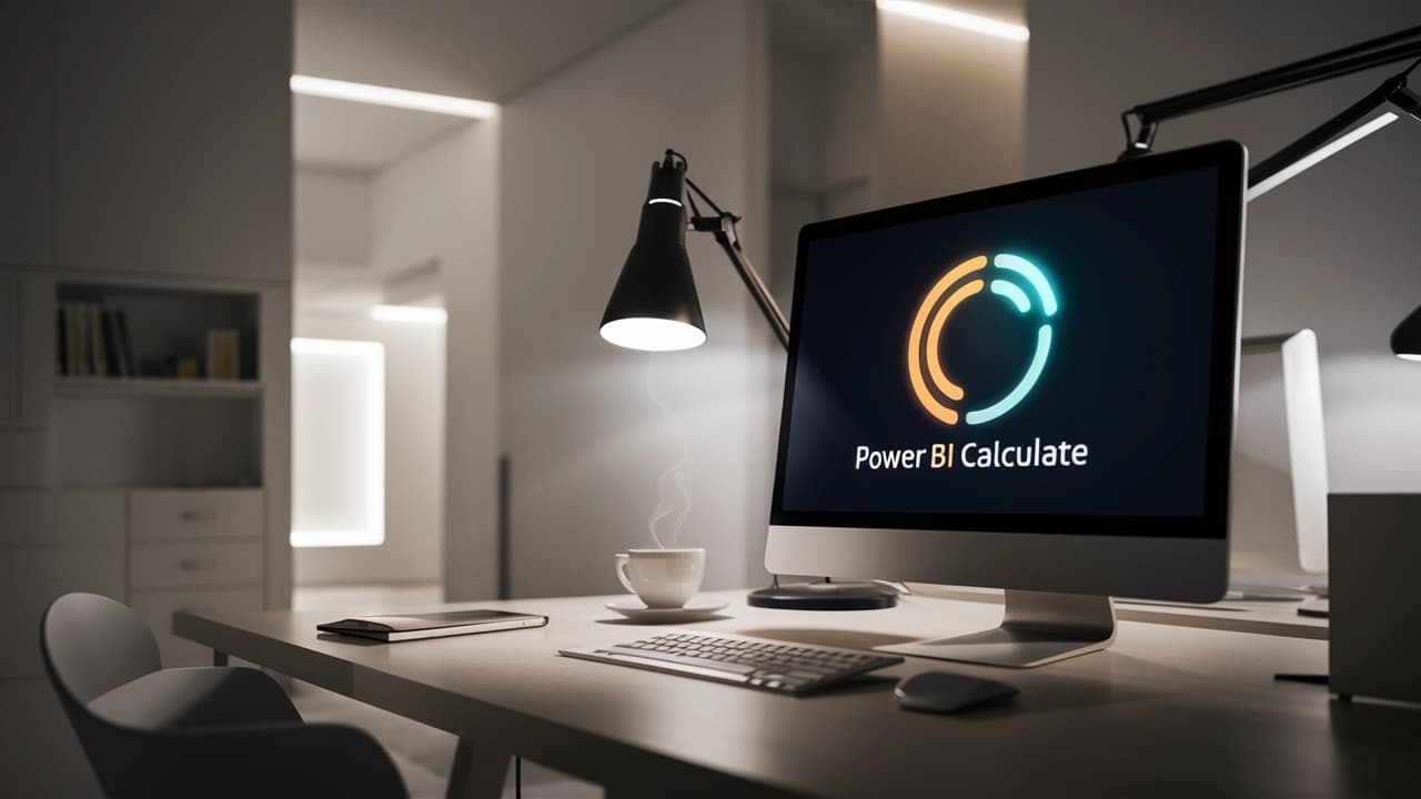 Pantalla de ordenador mostrando Power BI y su función Calculate