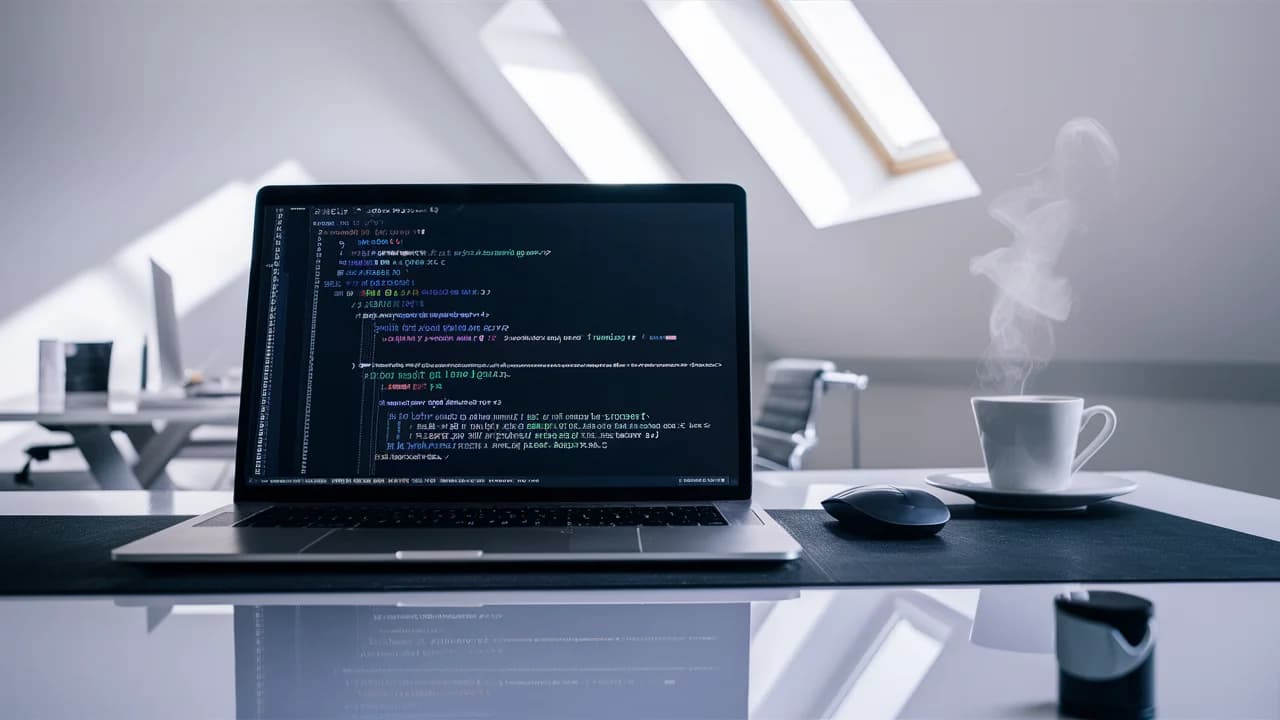 Portátil con código de Node.js