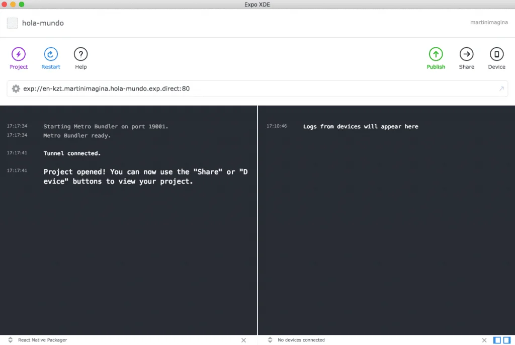Terminal indicando la creación del proyecto