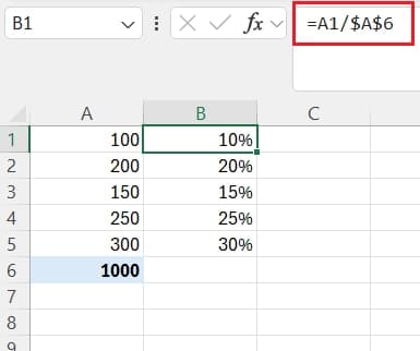 resultados porcentajes excel