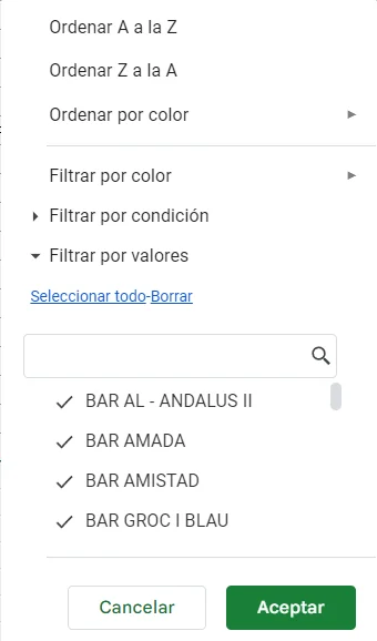 Criterios de Filtro en Google Sheets
