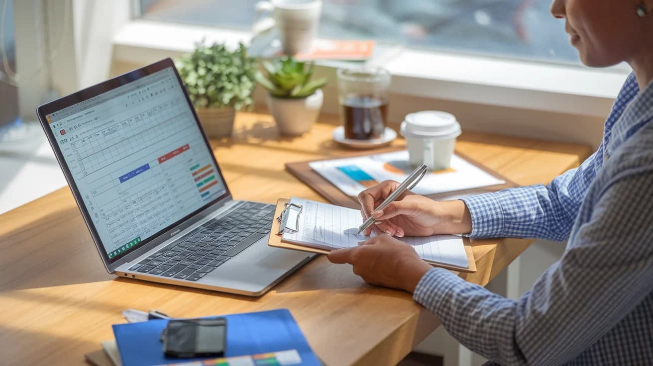 trabajador usando excel